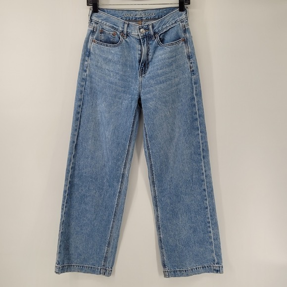 American Eagle Outfitters Denim - American Eagle Skater Jean 00 Short Blue High Rise Wide Leg Denim Jeans Y2K